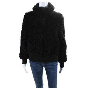 Trf Collection Zara Womens Faux Fur High Neck Zip Up Jacket Black Size XS